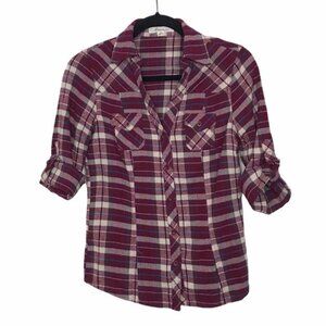 Forever 21 Dark Pink Plaid Button Up Shirt